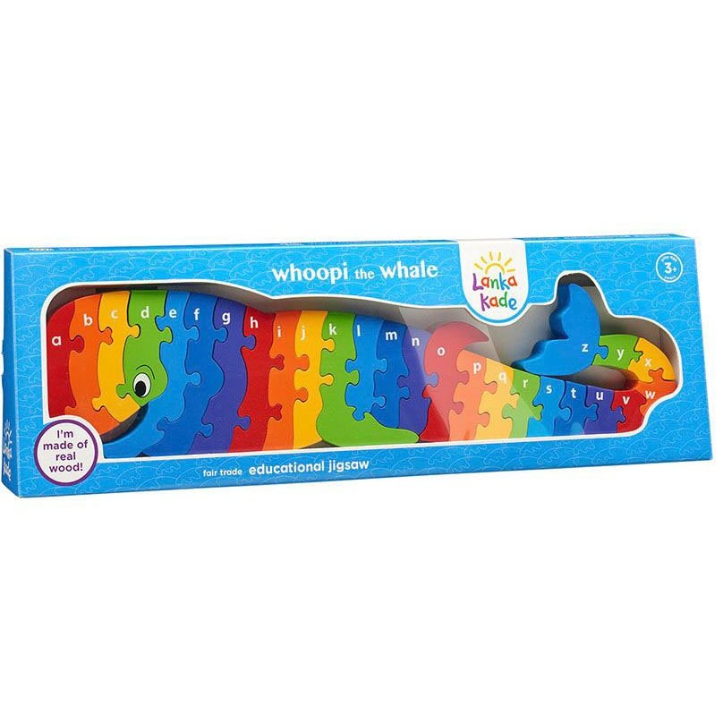 Lanka Kade A-Z Whoopi the Whale Alphabet Jigsaw. Fair Trade Wooden Toy. Say It Baby Gifts
