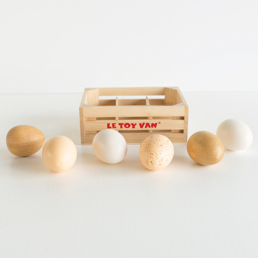 Le Toy Van Half Dozen Eggs- in solid wooden crate