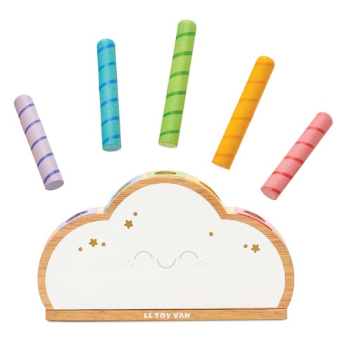 Le Toy Van Rainbow Cloud Pop. Colourful and fun wooden toy for age 18 months plus