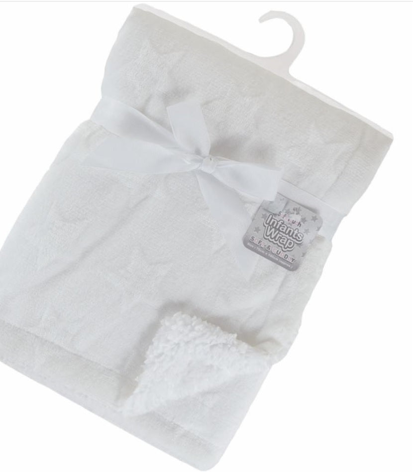 Deluxe Star Embossed Minky Wrap - White - Say It Baby 