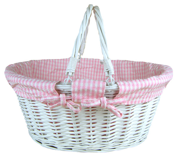 Large Pink Gingham Baby Girl Basket - Say It Baby 