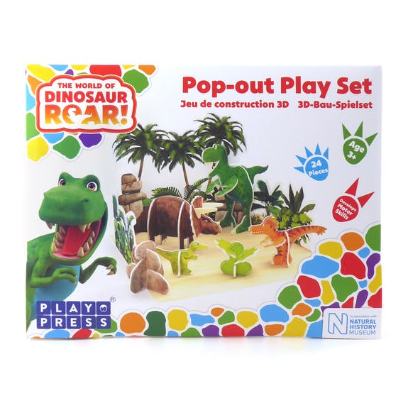 Dinosaur Roar Eco-Friendly Pop Out Play Set - Build and play with Roar, Stomp, Boo and Squeak from The World of Dinosaur Roar! by Playpress. 24 pieces