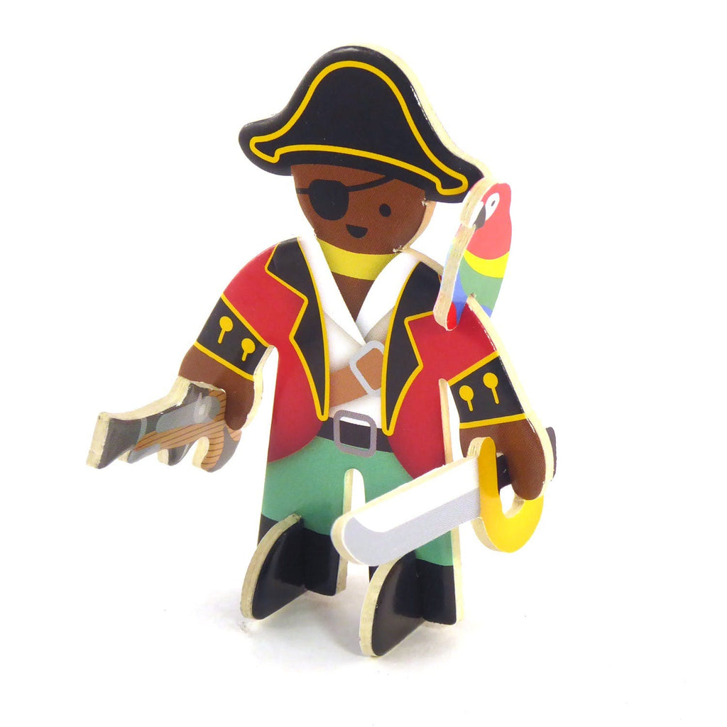 This fantastic Pirate Island Eco-Friendly Pop Out Play Set by Playpress contains 3 pirates, a boat, treasure chest, treasure, a parrot, accessories, and the pack itself also builds into a pirate island hideaway.