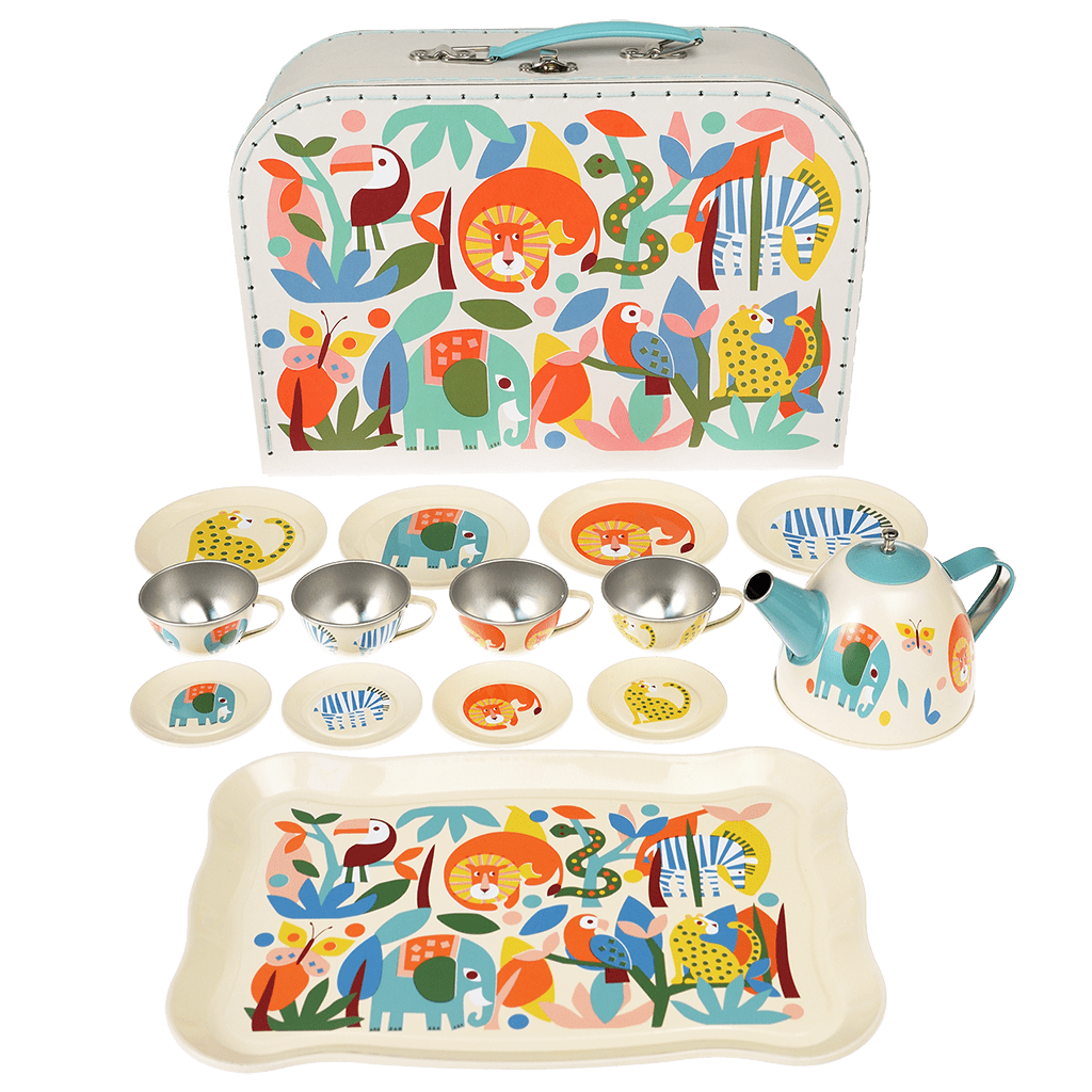 It's time for afternoon tea! This fabulous Rex London Wild Wonders Tea Party Set is a brilliant imaginative gift for young children. Sold by Say it Gifts. Featuring tea cups, saucers, plates, teapot and metal tray. 