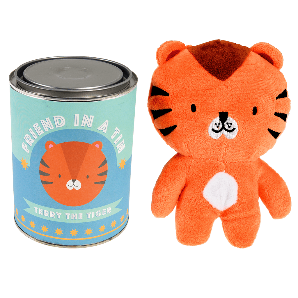 Rex London Terry The Tiger Friend In a Tin. Sold by Say It Baby Gifts.