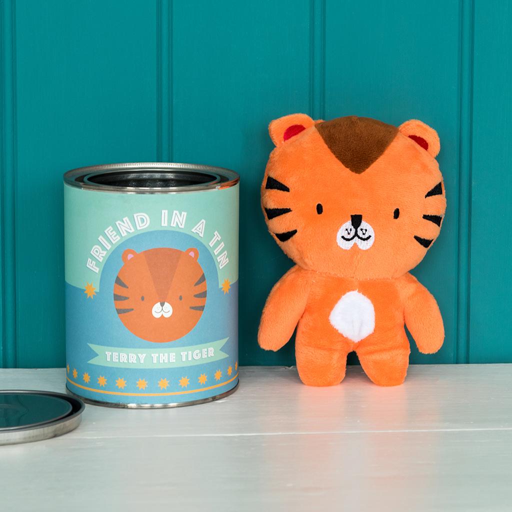 Rex London Terry The Tiger Friend In a Tin. Sold by Say It Baby Gifts.