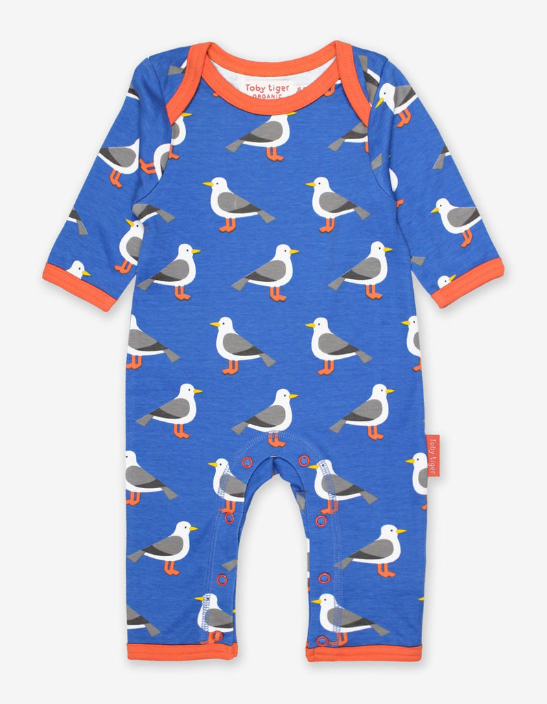 Toby Tiger Organic Dark Seagull Sleepsuit