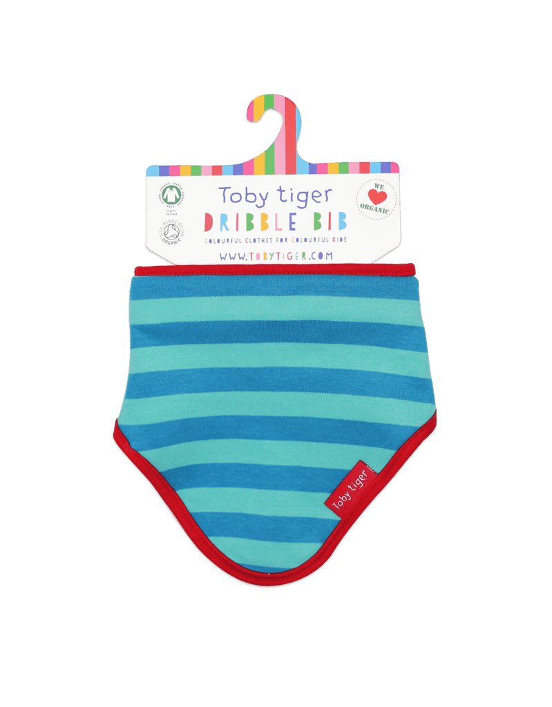Toby Tiger Teal Blue Stripe Dribble Bib - Say It Baby 