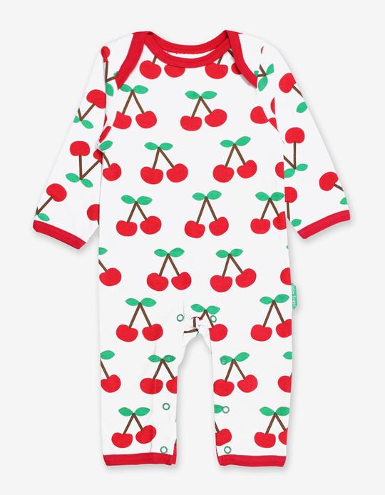 Toby Tiger Organic Cherry Print Sleepsuit