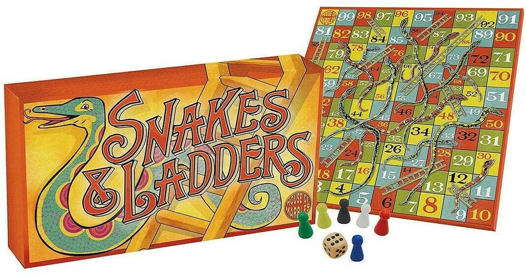 Vintage Snakes and Ladders Game - retro board